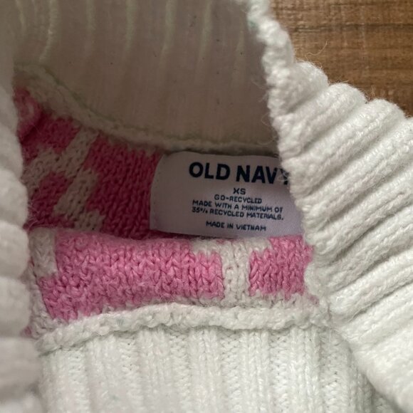 Old Navy Fair Isle Mock Neck Sweater Multicolor Knit White Green Yellow Pink XS - Picture 4 of 6